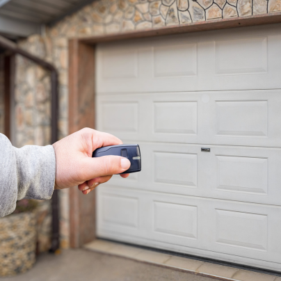 Wichita Falls security key fob pointing to a garage door